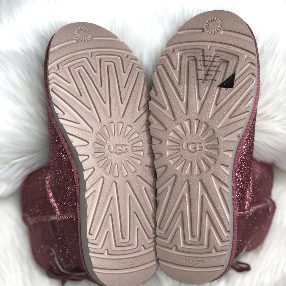 UGG Women's Mini Bailey Bow Sparkle Pink Boot - Picture 8 of 8